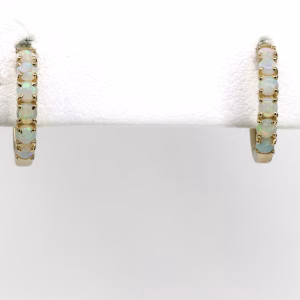 9ct Yellow Gold Solid White Crystal Opal Earrings