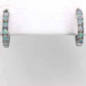 Platinum Solid White Crystal Opal Earrings