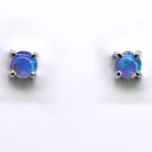 14ct White Gold Solid Crystal Opal Earrings