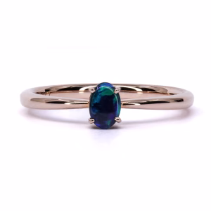 9ct Rose Gold Solid Black Opal Ring