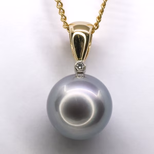 18ct Gold Tahitian Pearl and Diamond Pendant