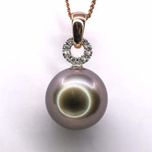 18ct Gold Tahitian Pearl and Diamond Pendant