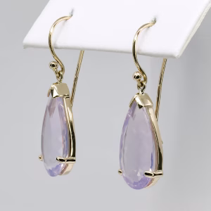 9ct Yellow Gold Lavender Amethyst Drop Earrings
