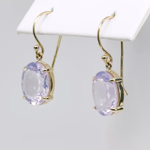 9ct Yellow Gold Lavender Amethyst Drop Earrings