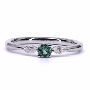 18ct White Gold Alexandrite and Diamond Ring