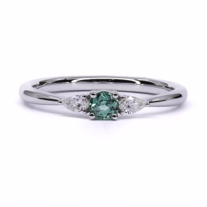 18ct White Gold Alexandrite and Diamond Ring