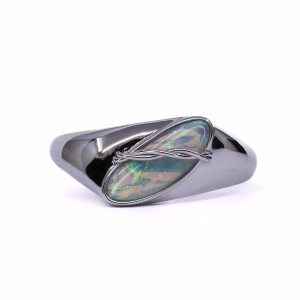 14ct White Gold Solid Crystal Opal Ring
