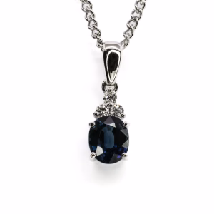 18ct White Gold Sapphire and Diamond Pendant