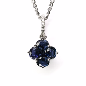 18ct White Gold Sapphire and Diamond Pendant