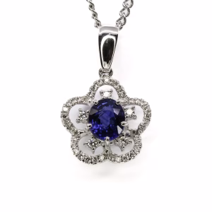 18ct White Gold Sapphire and Diamond Pendant