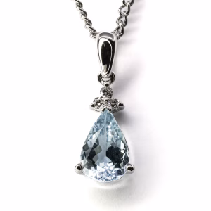 18ct White Gold Aquamarine and Diamond Pendant