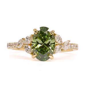 18ct Yellow Gold Certified Green Lab Grown Diamond Ring
