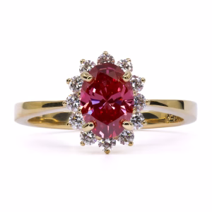 18ct Yellow Gold Certified Pink Lab Grown Diamond Ring