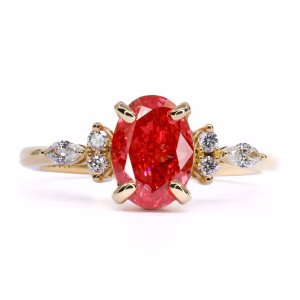 18ct Yellow Gold Certified Pink Lab Grown Diamond Ring