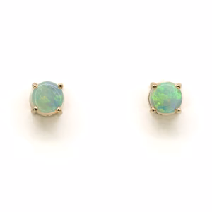 14ct Yellow Gold Solid Crystal Opal Earrings