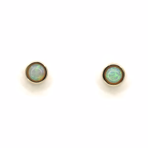 14ct Yellow Gold Solid Crystal Opal Earrings