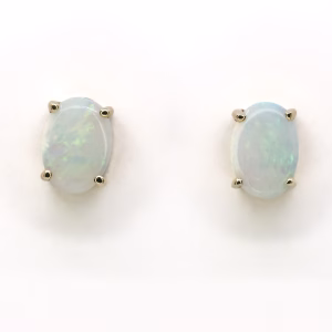 14ct Yellow Gold Solid Crystal Opal Earrings