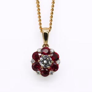 18ct Yellow Gold Ruby and Diamond Pendant