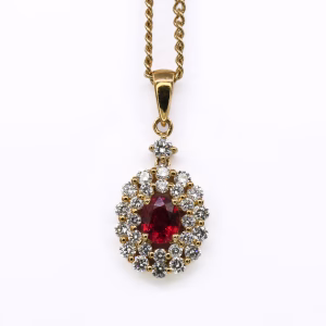 18ct Yellow Gold Ruby and Diamond Pendant
