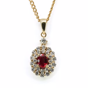 18ct Yellow Gold Ruby and Diamond Pendant