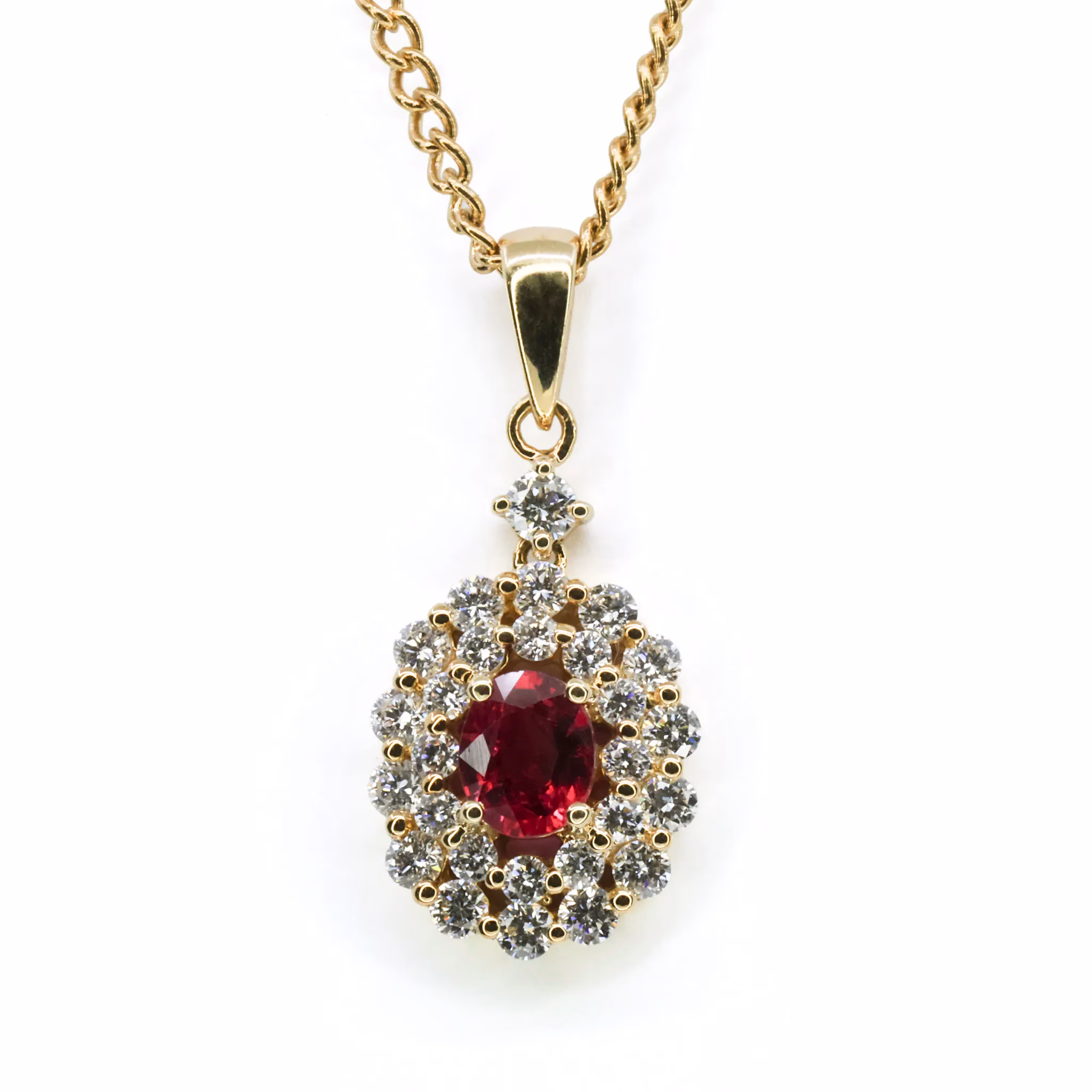 18ct Yellow Gold Ruby and Diamond Pendant - Image 1