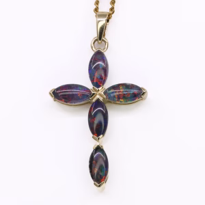 9ct Yellow Gold Opal Triplet Cross Pendant