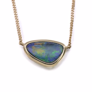 9ct Yellow Gold Opal Doublet Pendant with Chain