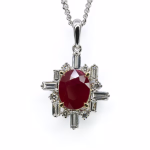 18ct Gold Ruby and Diamond Pendant