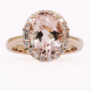 18ct Rose Gold Morganite and Diamond Ring