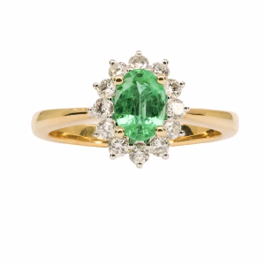 18ct Gold Zambian Emerald and Diamond Ring