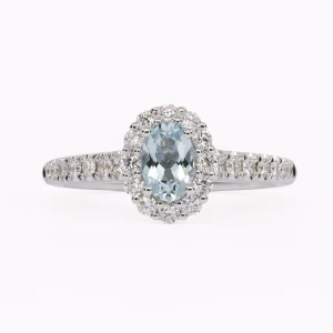 18ct White Gold Aquamarine and Diamond Ring