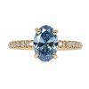 18ct Yellow Gold Certified Blue Lab Grown Diamond Ring - Thumbnail Image 1